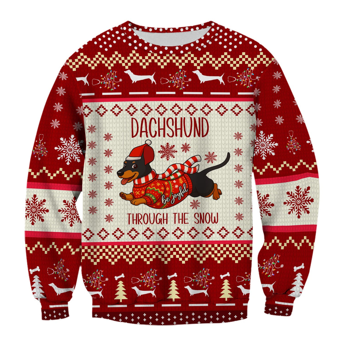 Wiener Dog Through The Snow Christmas Nurse Scrub Top