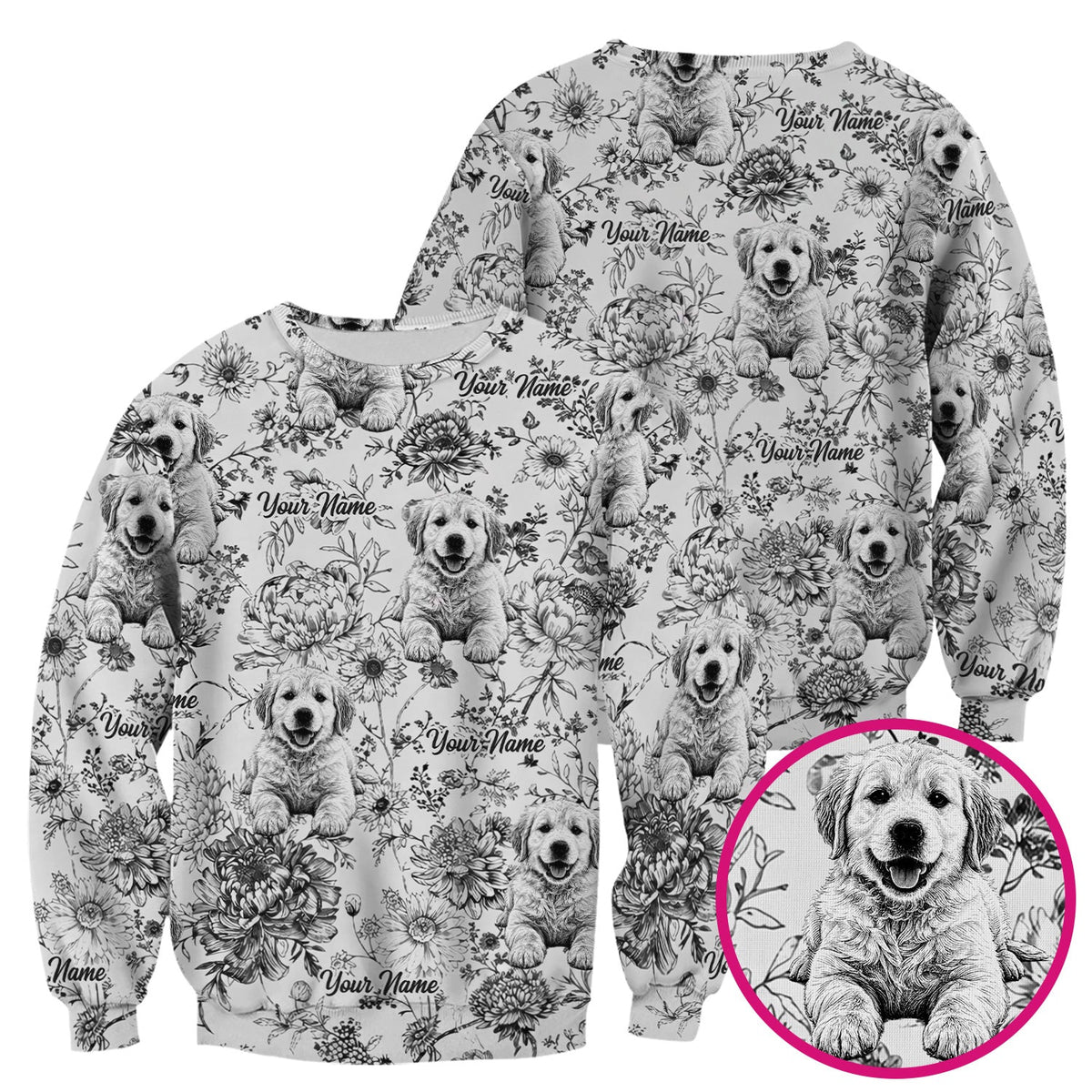 Personalized Pet Photo Floral Nurse Scrub Top
