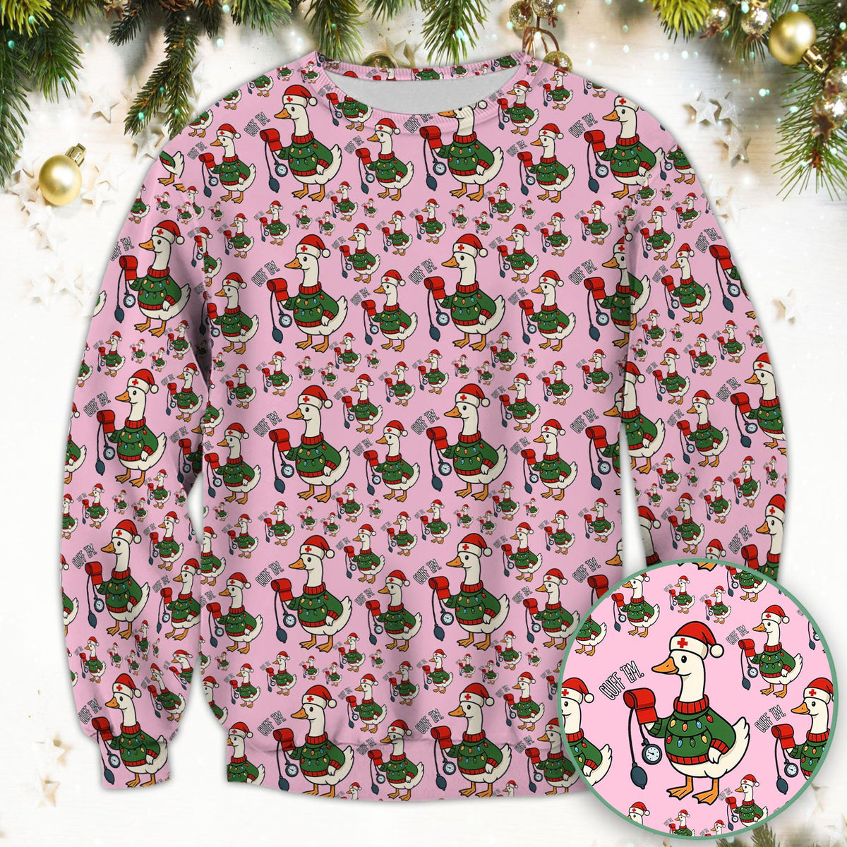 Christmas Duck Nurse Scrub Top