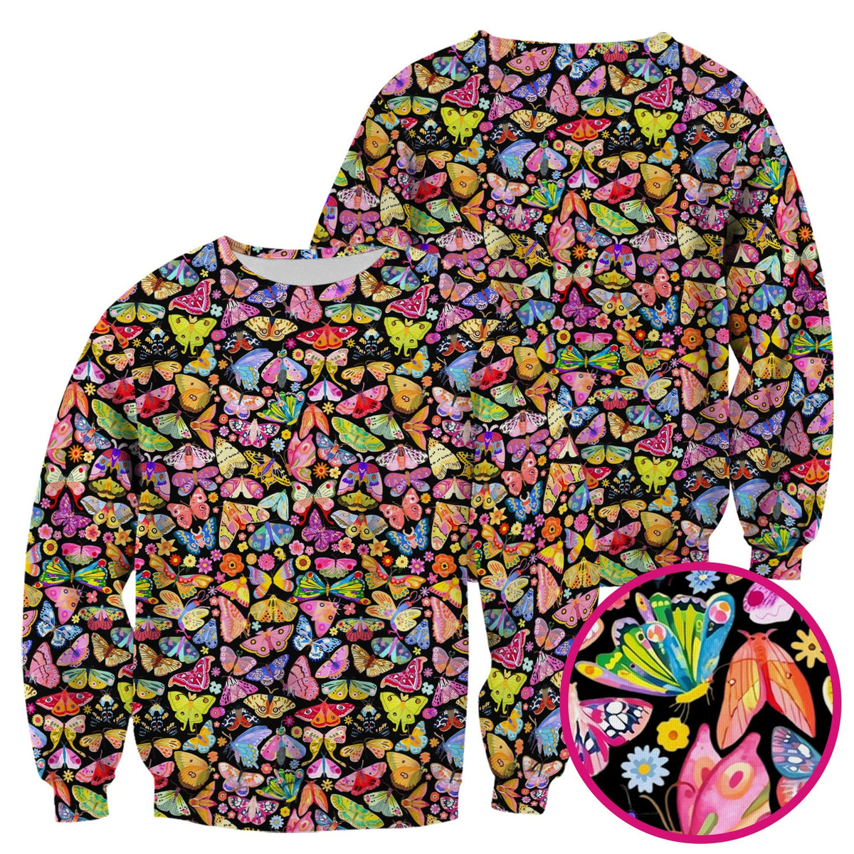 Cute Bright Butterfly Moth Floral Nurse Scrub Top