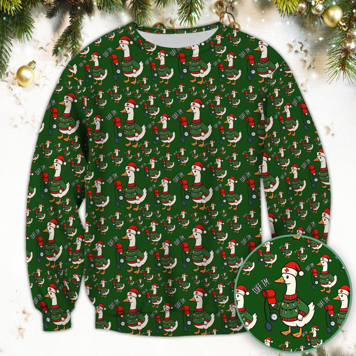 Christmas Duck Nurse Scrub Top
