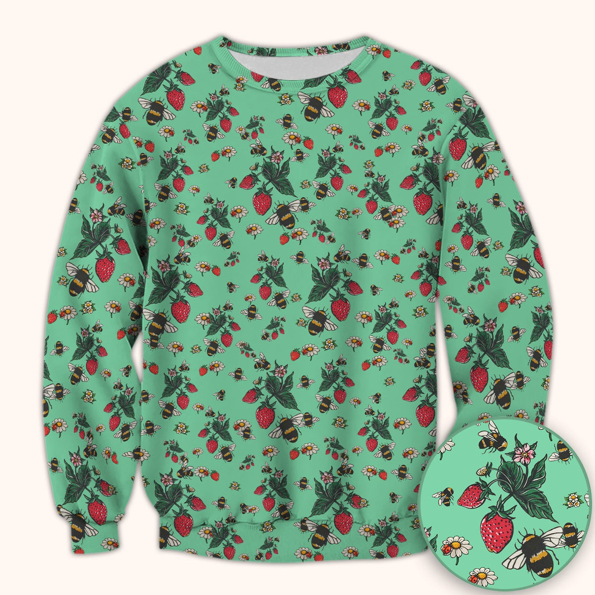 Strawberry Bee Daisy Nurse Scrub Top