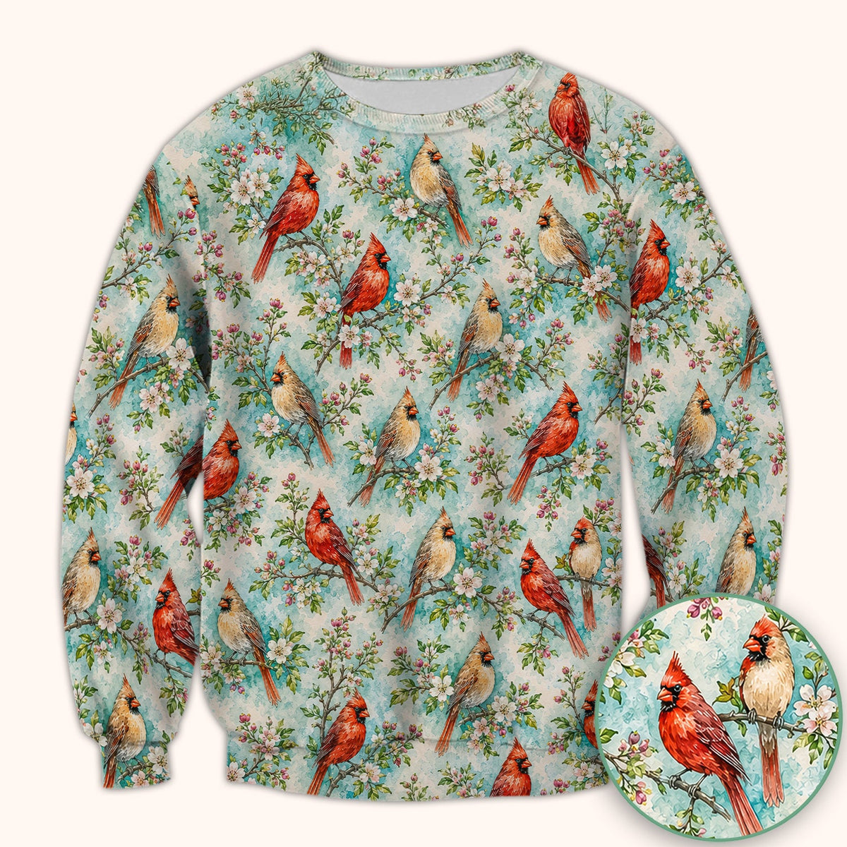 Cardinal Blossom Branch Nurse Scrub Top