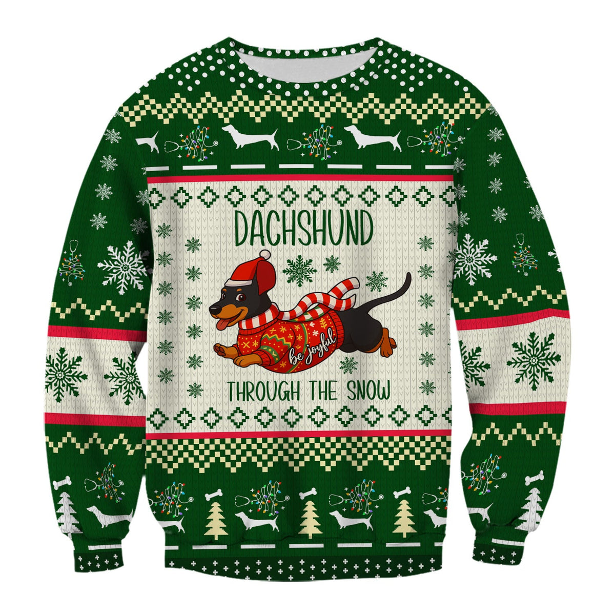 Wiener Dog Through The Snow Christmas Nurse Scrub Top