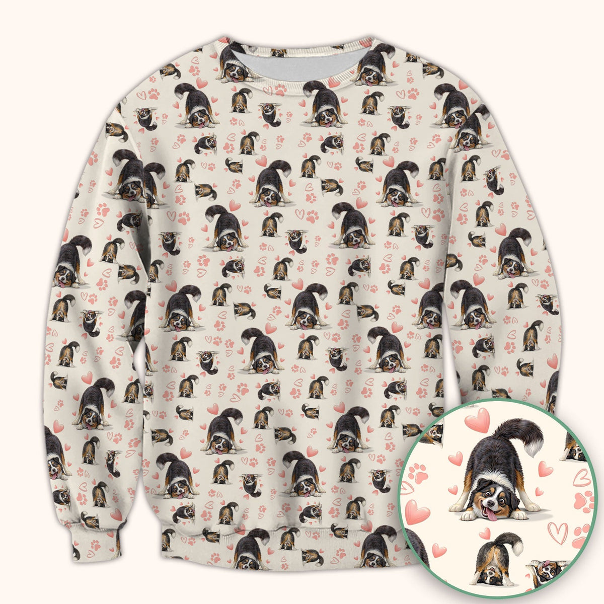 Playful Dog Heart Medical Print Scrub Top, Breathable Fabrics Nursing Uniform