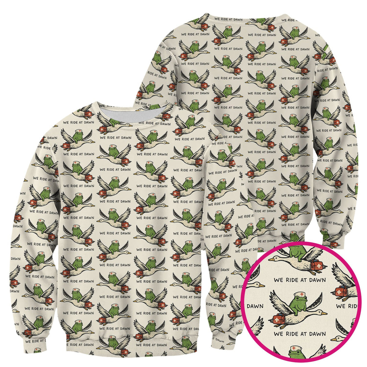Frog Riding Goose Nurse Scrub Top