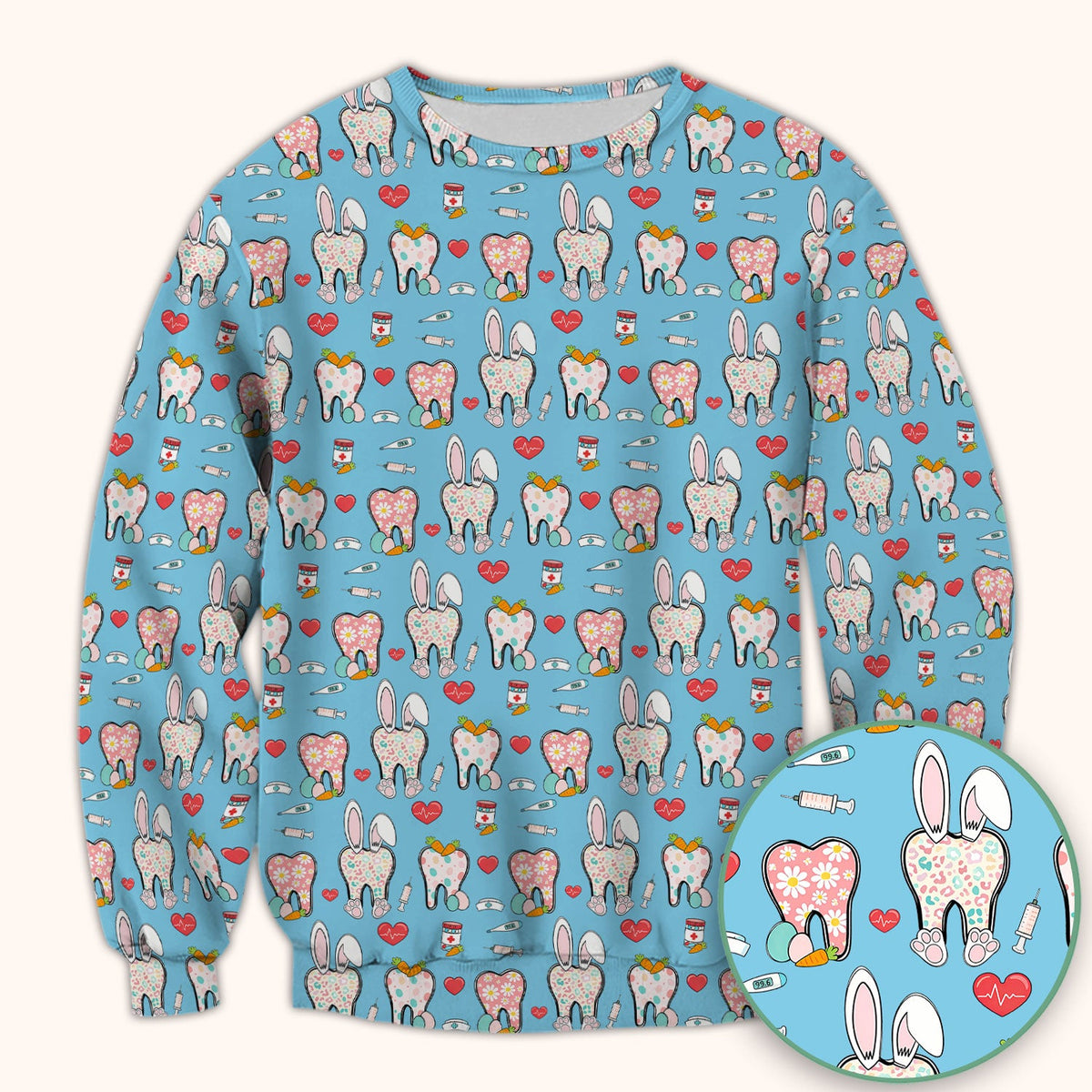 Easter Bunny Dentist Nurse Scrub Top