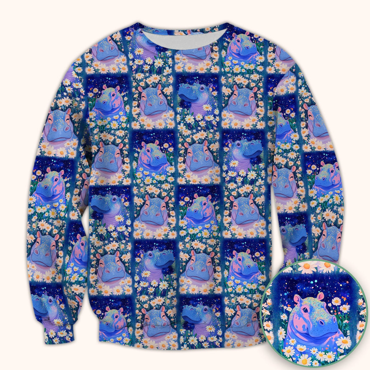 Hippo Daisy Patchwork Nurse Scrub Top