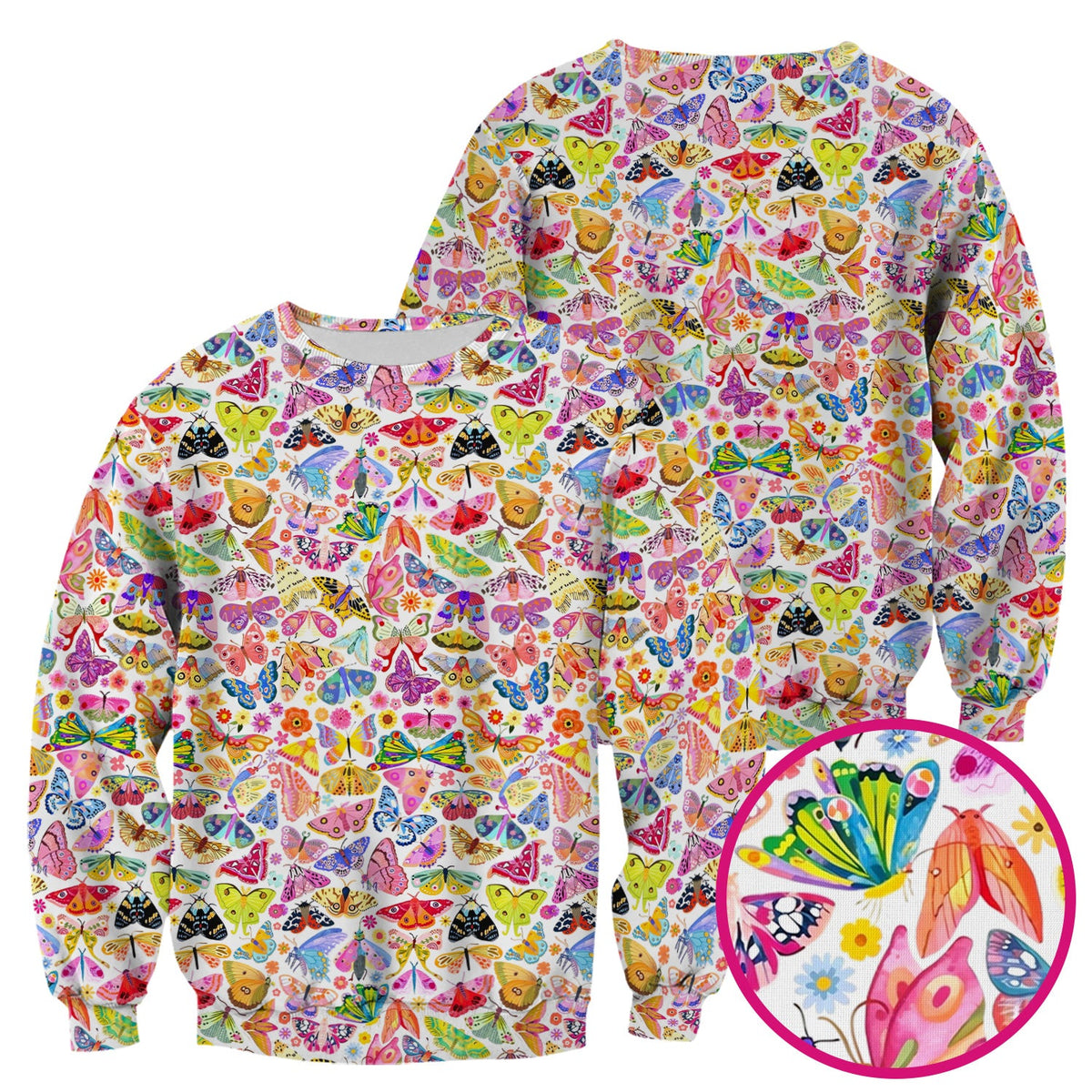 Cute Bright Butterfly Moth Floral Nurse Scrub Top
