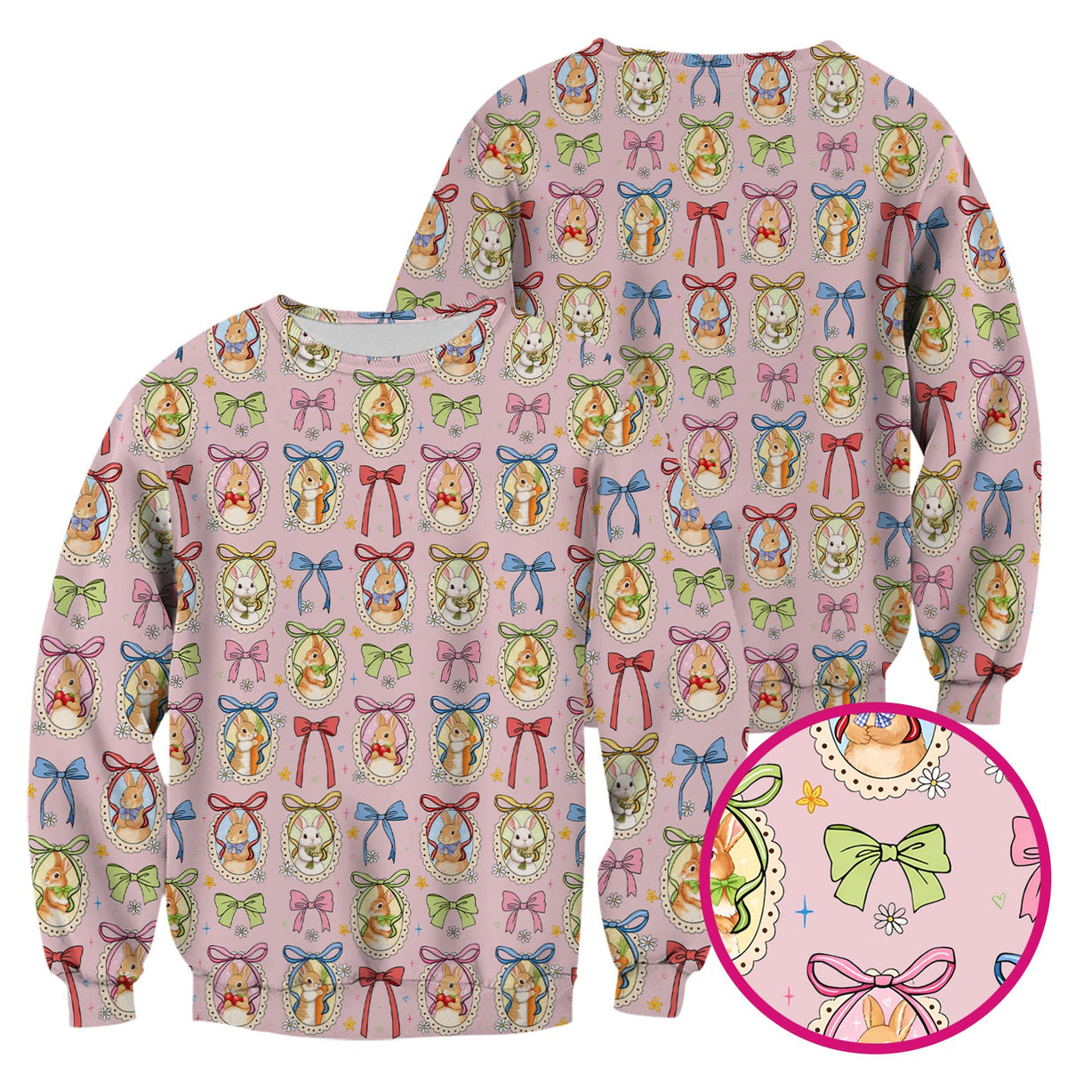 Bunny Cameo Bow Nurse Scrub Top - Easter Gift