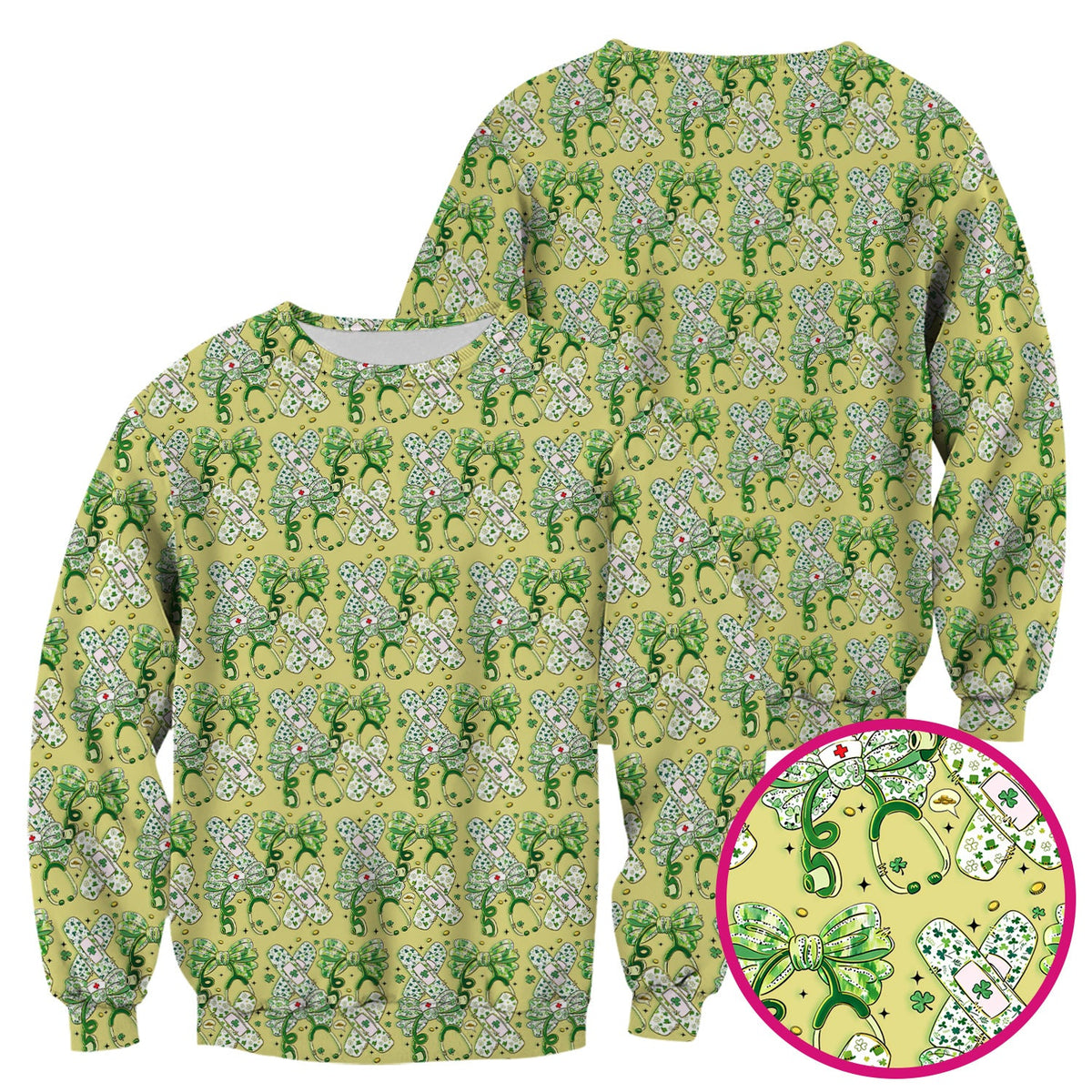 St Patrick Shamrock Stethoscope Nurse Scrub Top