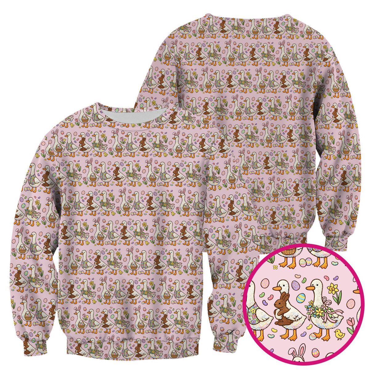 Duck Bunny Egg Floral Nurse Scrub Top - Easter Gift