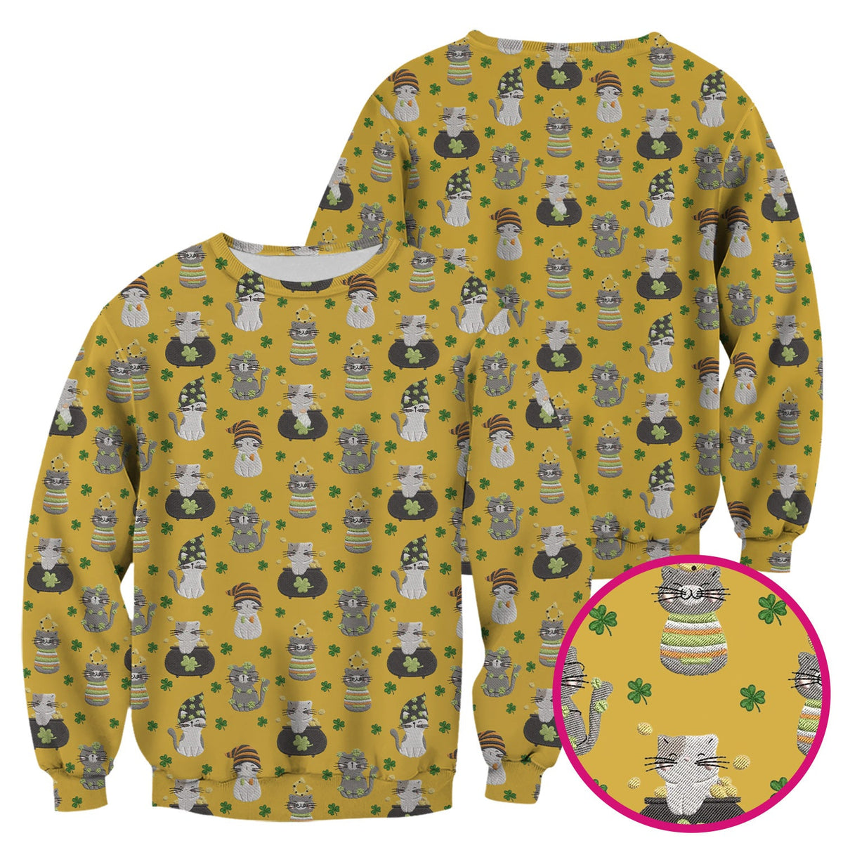 St Patrick Lucky Cat Shamrock Nurse Scrub Top