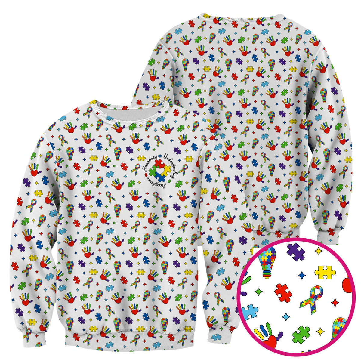 Autism Awareness Colorful Puzzle Nurse Scrub Top