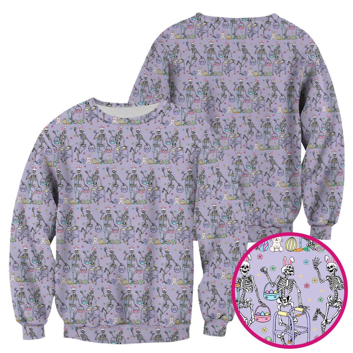 Fun Skeleton Bunny Nurse Scrub Top - Easter Gift