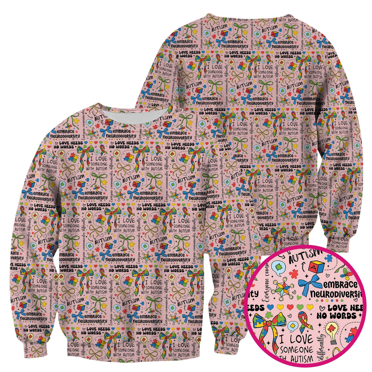 Autism Awareness Puzzle Ribbon Pastel Nurse Scrub Top