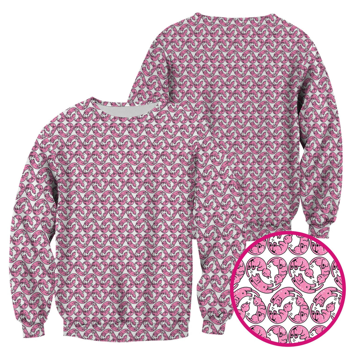 Pink Cat Cartoon Nurse Scrub Top