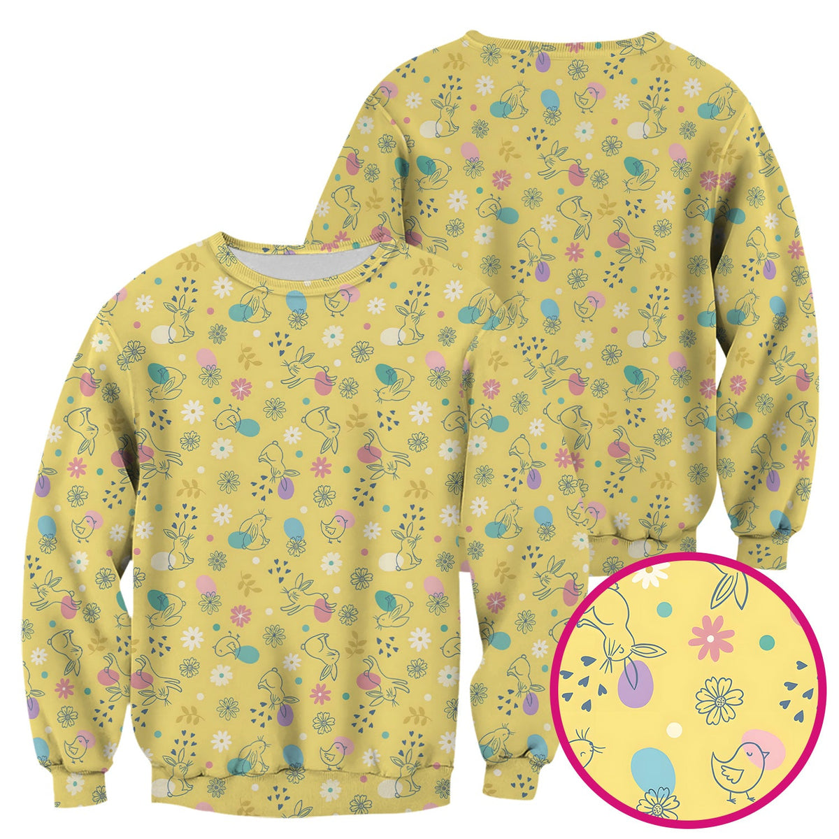 Whimsical Easter Bunny Eggs Nurse Scrub Top