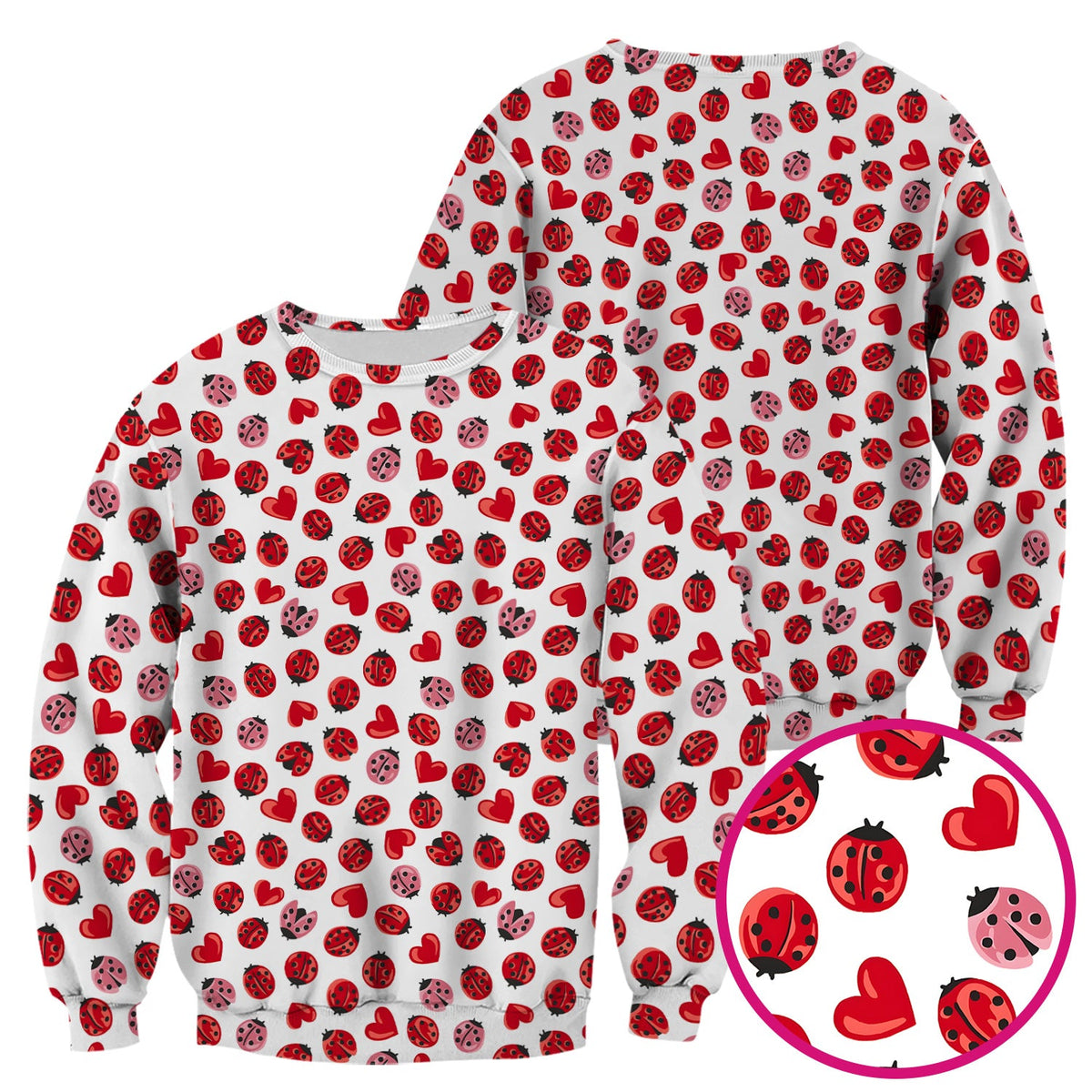 Ladybug Red Heart Nurse Scrub Top