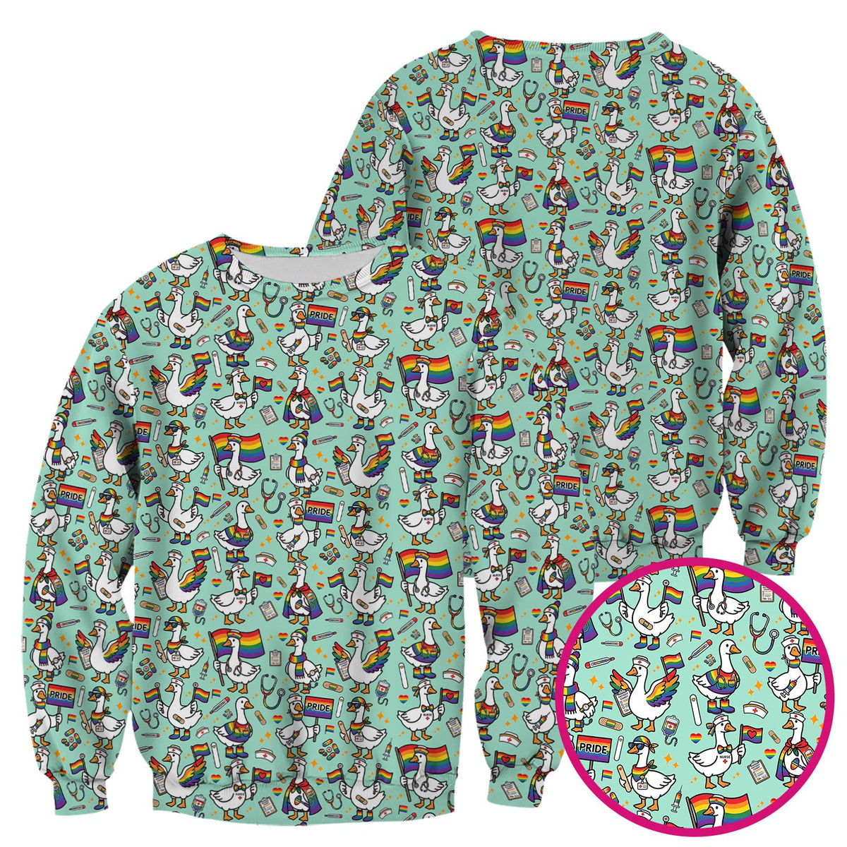 LGBT Pride Nurse Duck Scrub Top