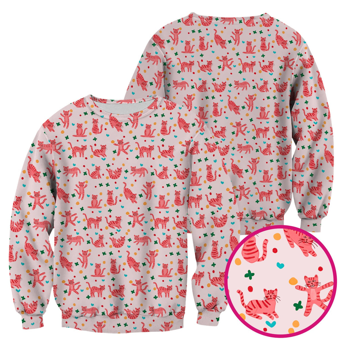 Pink Cat Nurse Scrub Top