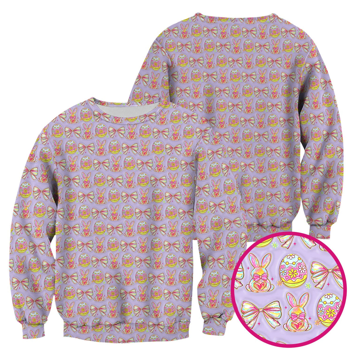 Bunny Pastel Egg Bow Nurse Scrub Top - Easter Gift