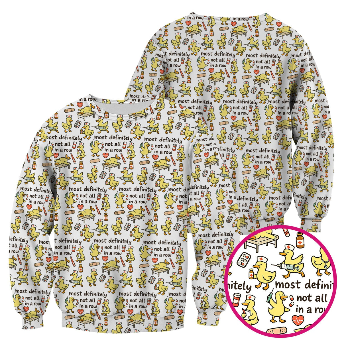 Funny Nurse Duck Medical Humor Pattern Scrub Top, Comfortable Scrubs for Nurses