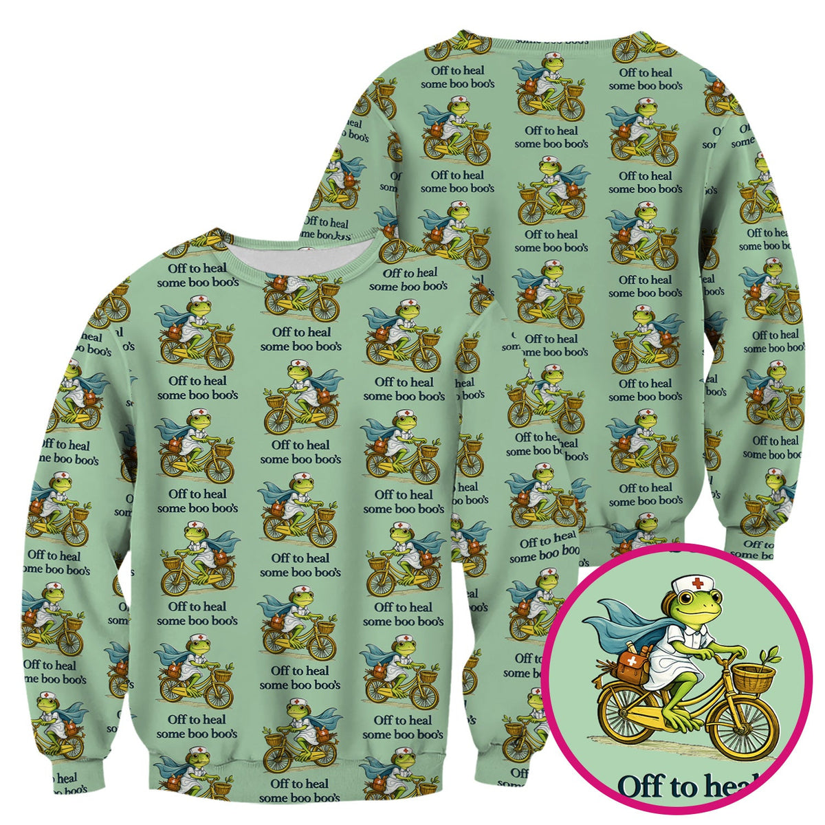 Frog Cycling Nurse Scrub Top