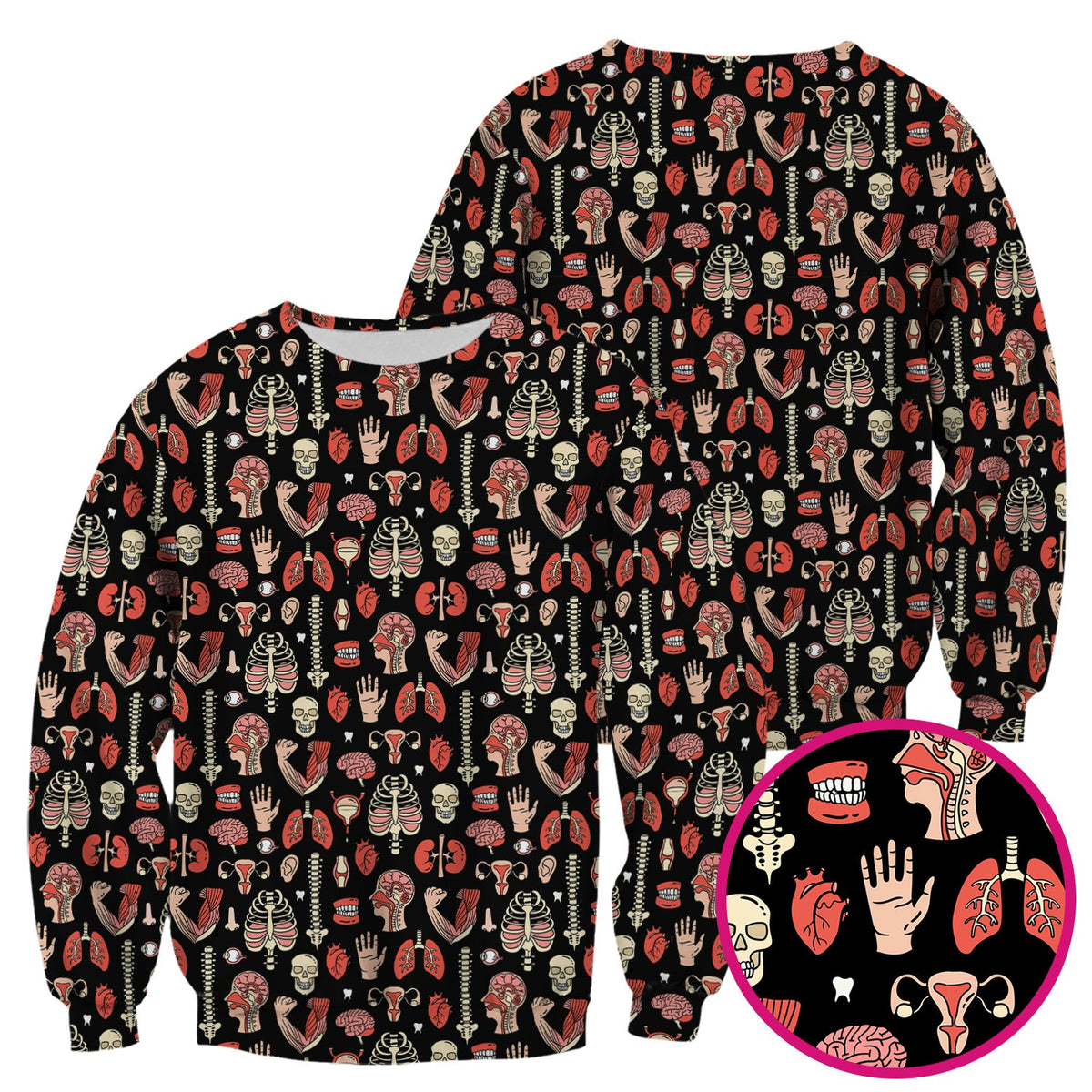 Human Anatomy Body Parts Nurse Scrub Top