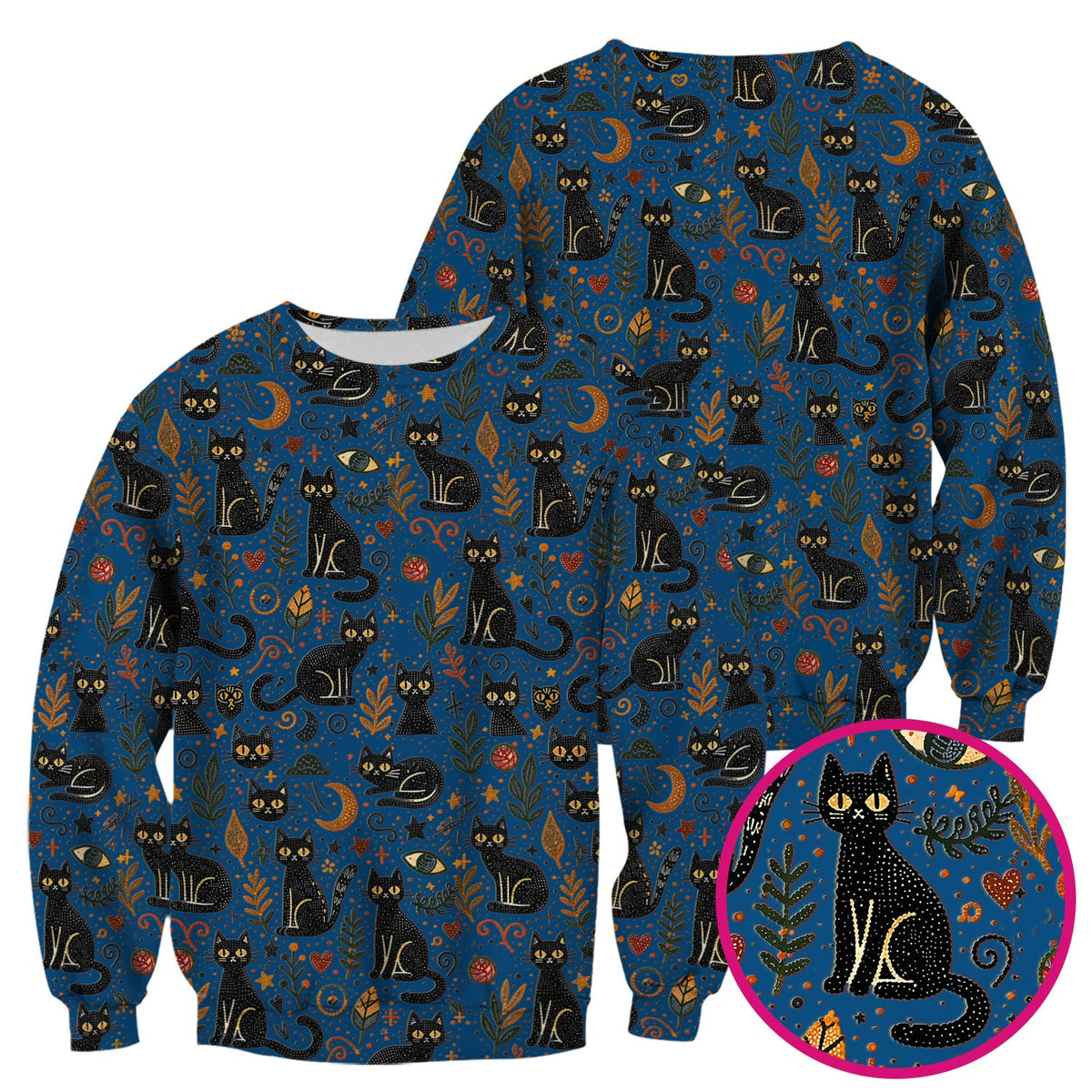 Mystic Black Cat Celestial Doodle Pattern Scrub Top, Comfortable Scrubs for Nurses