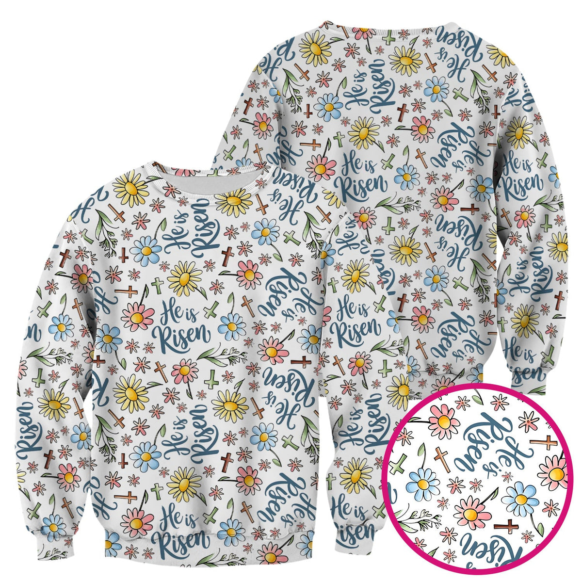 Risen Cross Flower Nurse Scrub Top - Easter Gift
