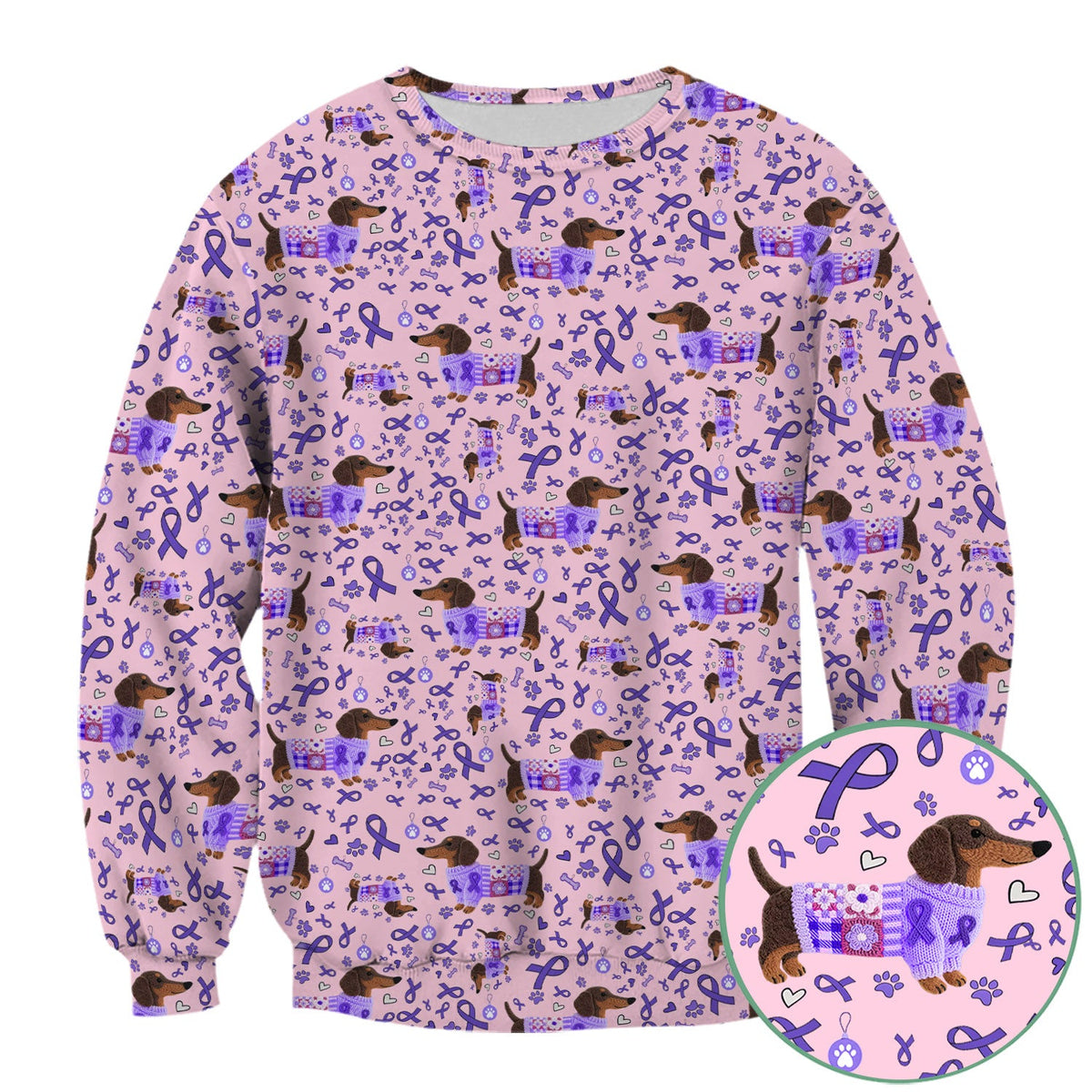 Purple Ribbon Dachshund Nurse Scrub Top