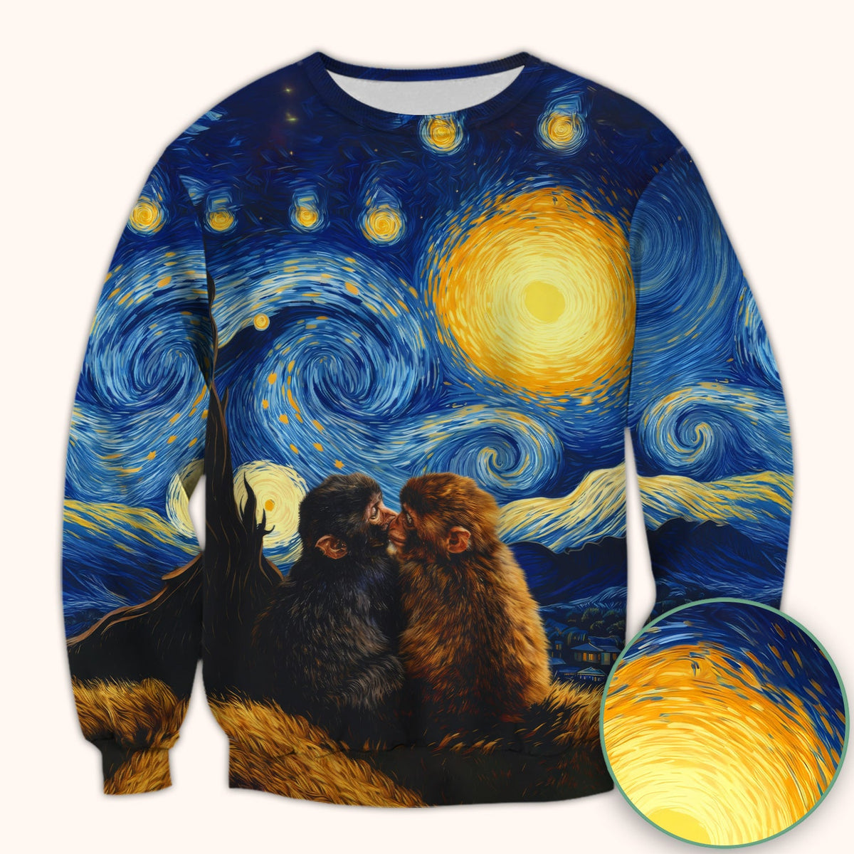 Romantic Monkey Night Sky Nurse Scrub Top