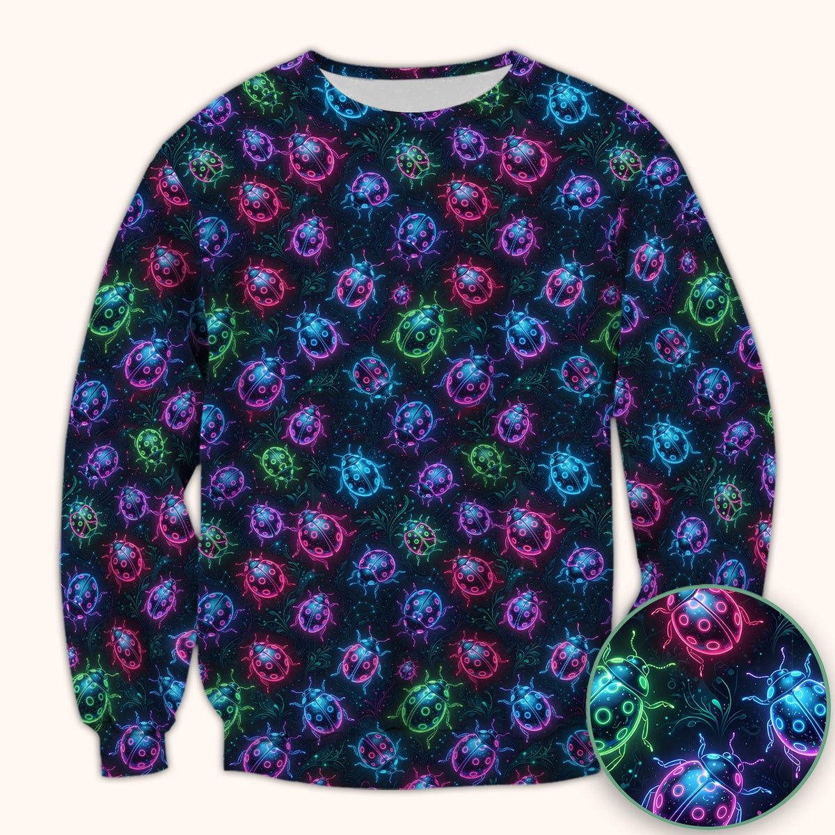 Colorful Neon Ladybug Nurse Scrub Top
