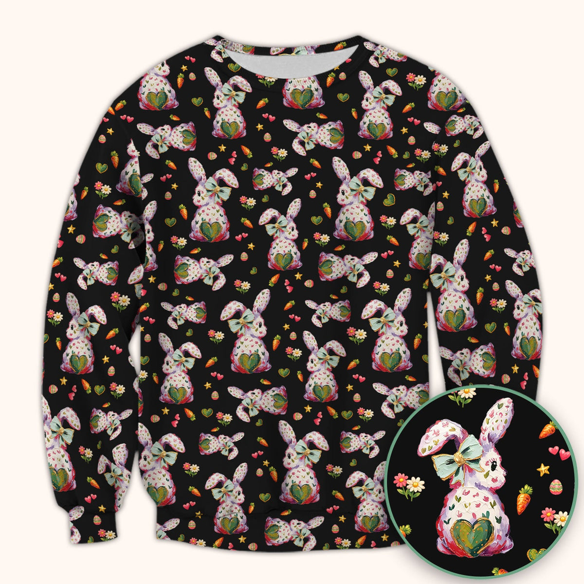 Pastel Bunny Easter Nurse Scrub Top