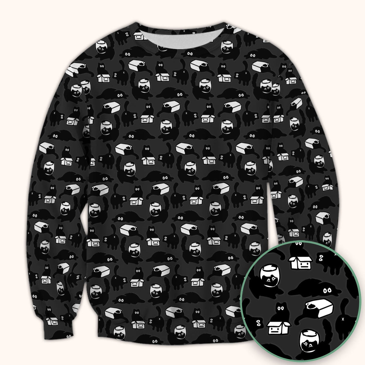 Dark Playful Cat Nurse Scrub Top
