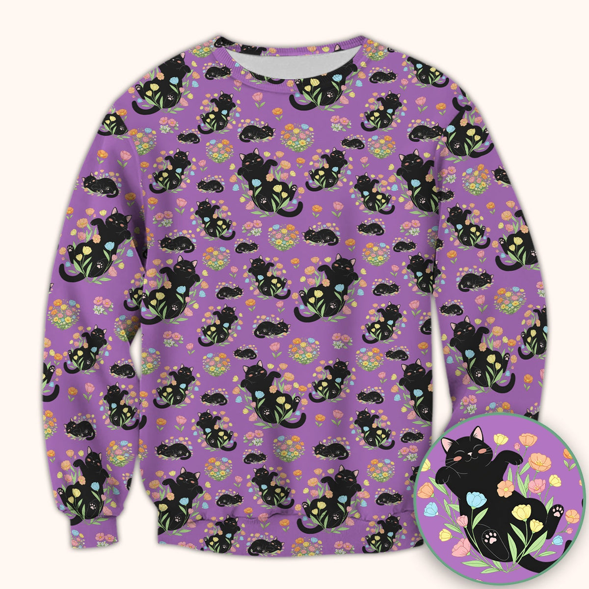 Cats Cute Poses Floral Nurse Scrub Top