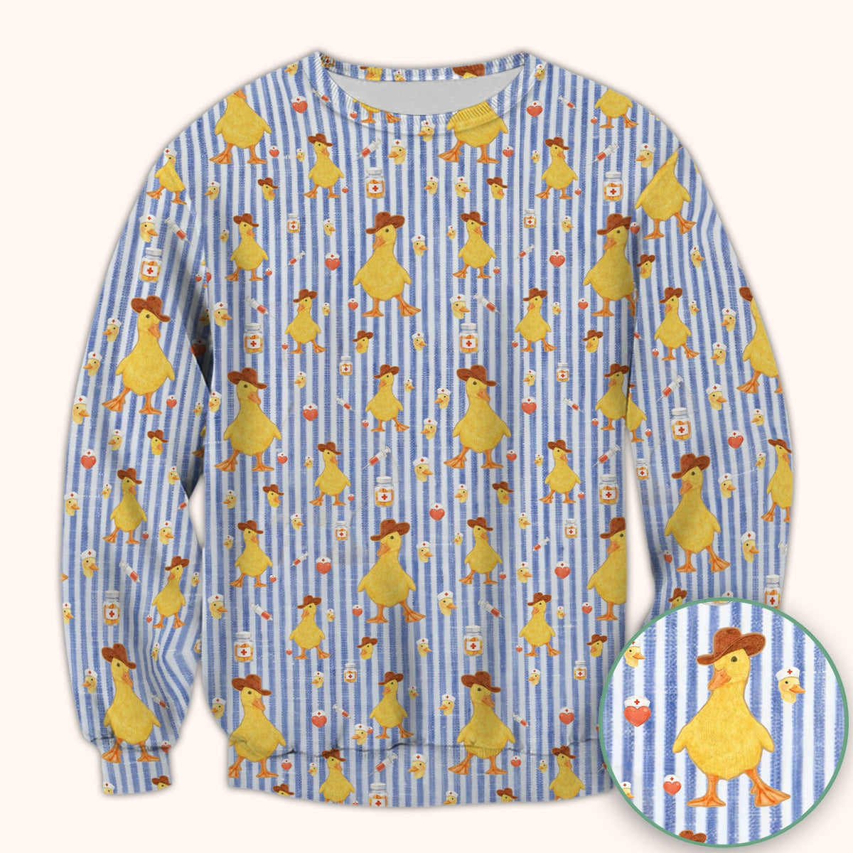 Cowboy Ducktor Vertical Stripe Nurse Scrub Top