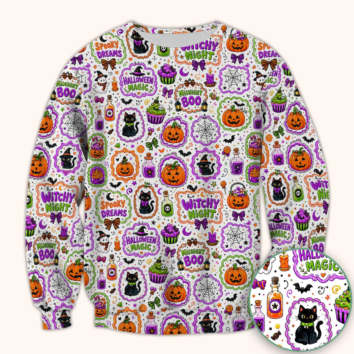 Halloween Black Cats Pumpkins Nurse Scrub Top