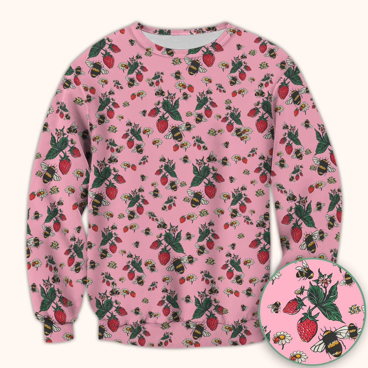 Strawberry Bee Daisy Nurse Scrub Top