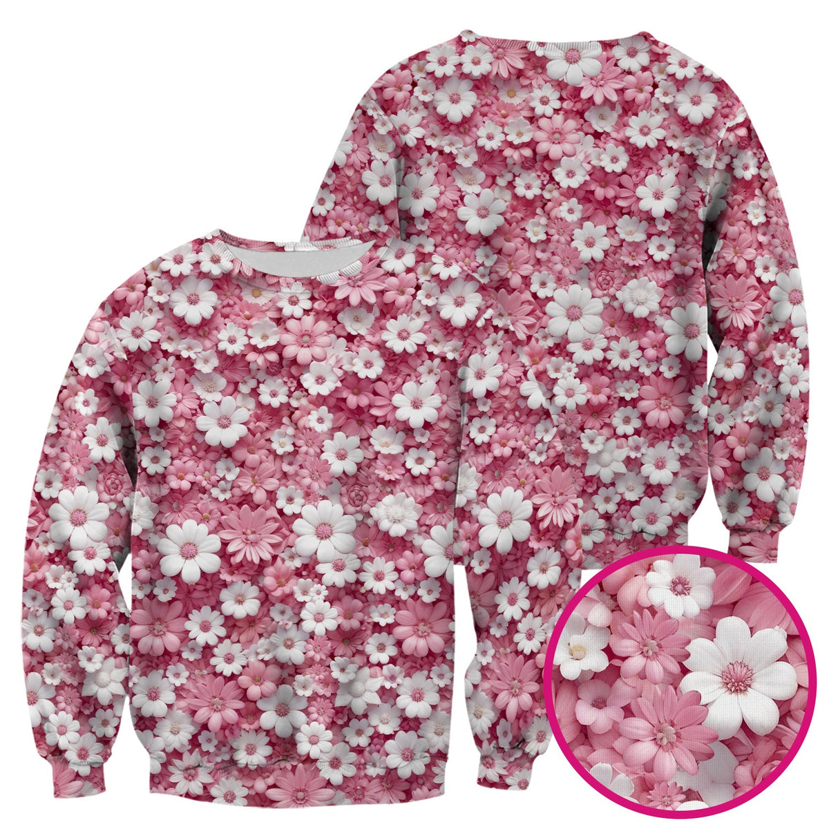 Cute Daisy Flower Bloom Pattern Scrub Top, Breathable Fabrics Nursing Uniform