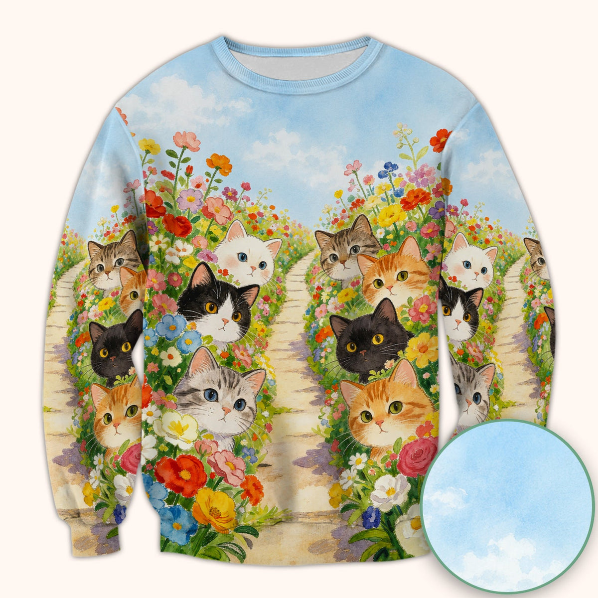 Garden Cats Flower Path Nurse Scrub Top