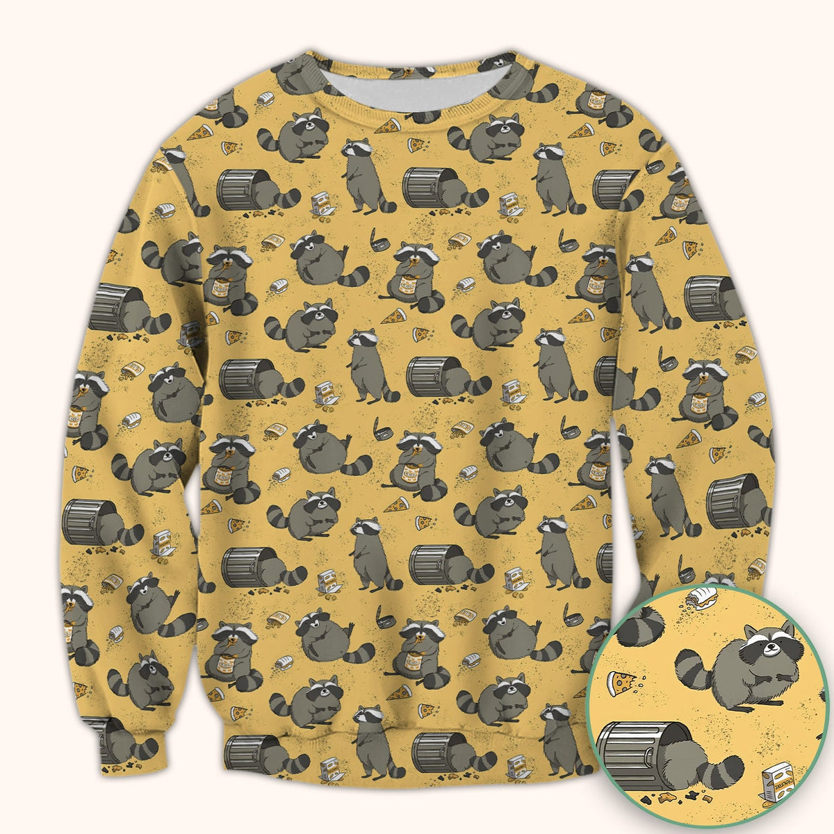 Raccoon Snack Trash Can Nurse Scrub Top