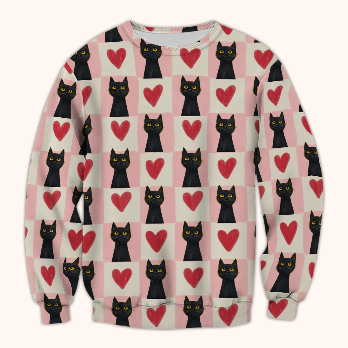 Cute Black Cat Heart Nurse Scrub Top
