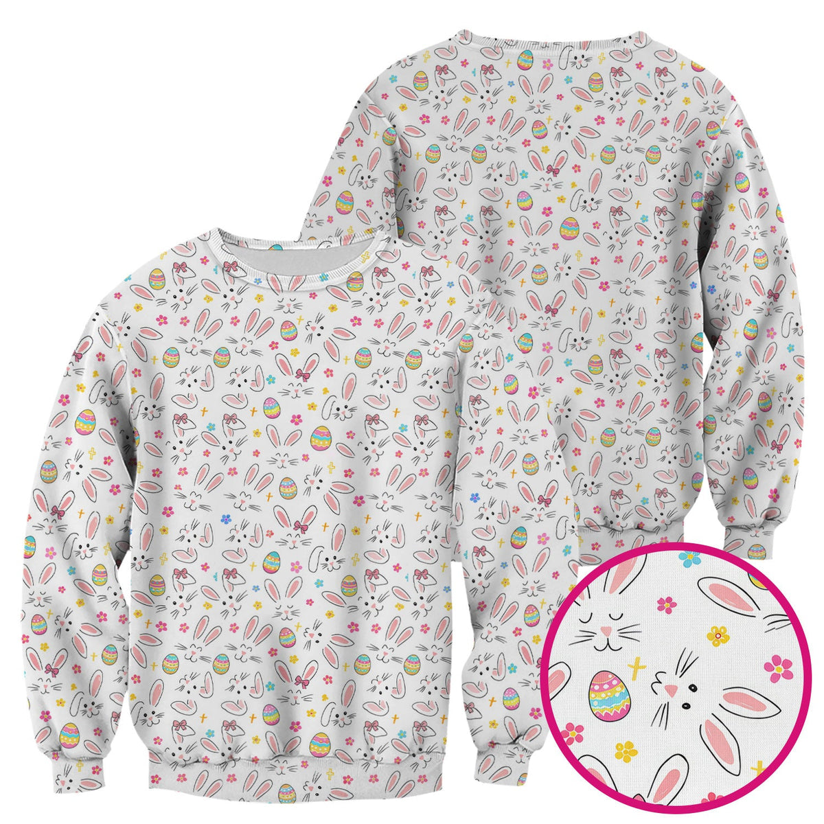 Bunny Faces Pastel Egg Nurse Scrub Top - Easter Gift