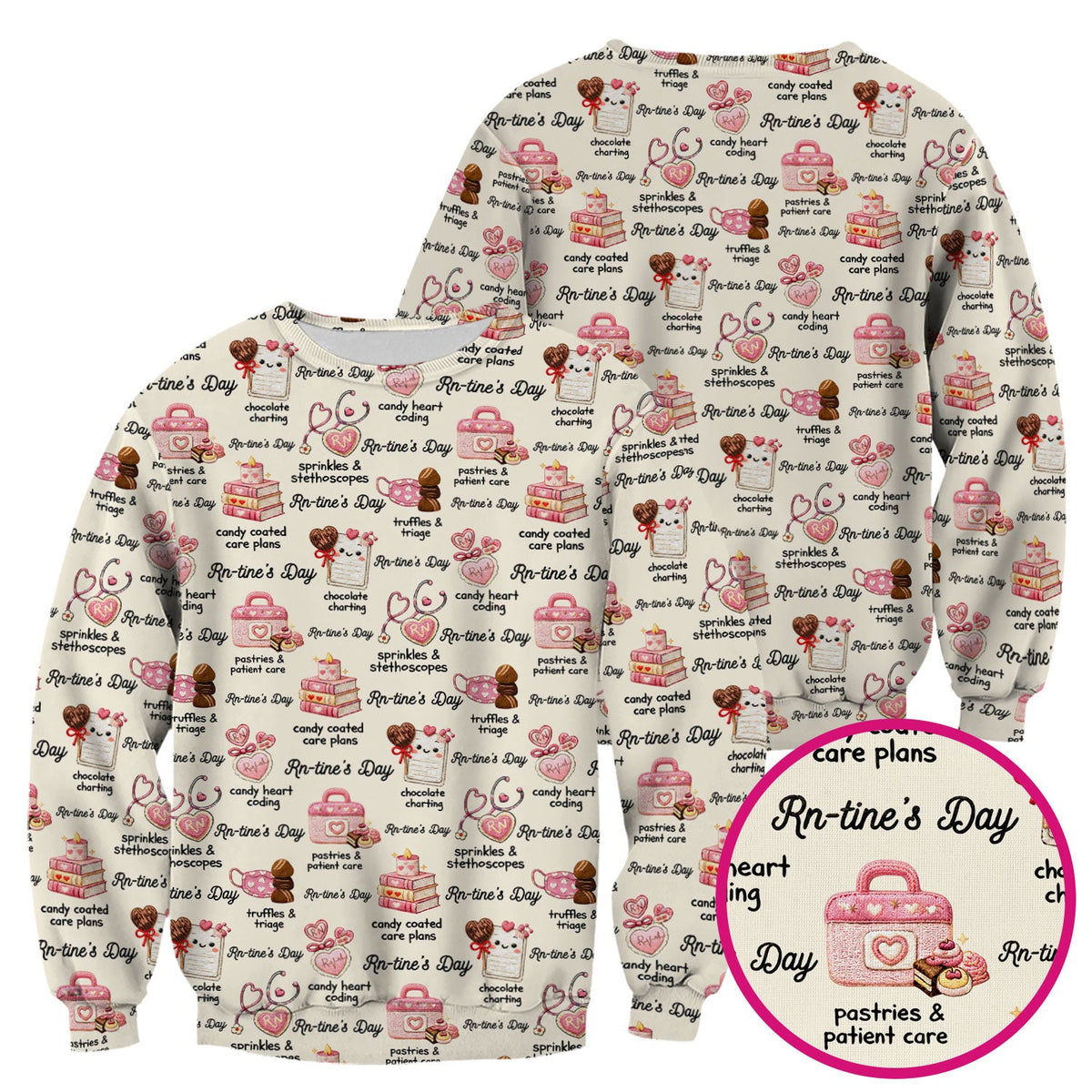 RN Sweets Valentine Stethoscope Nurse Scrub Top