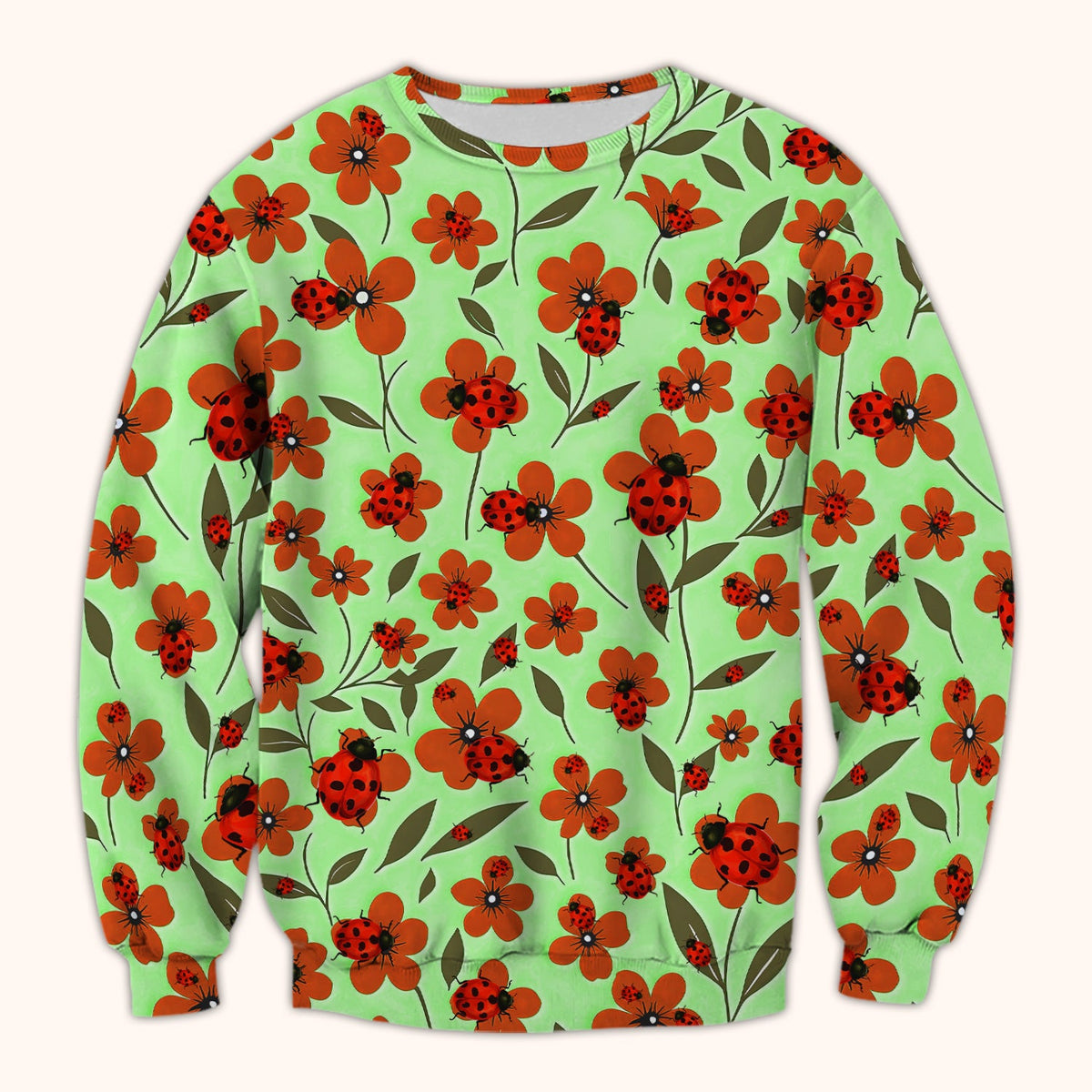 Ladybug Orange Floral Garden Nurse Scrub Top