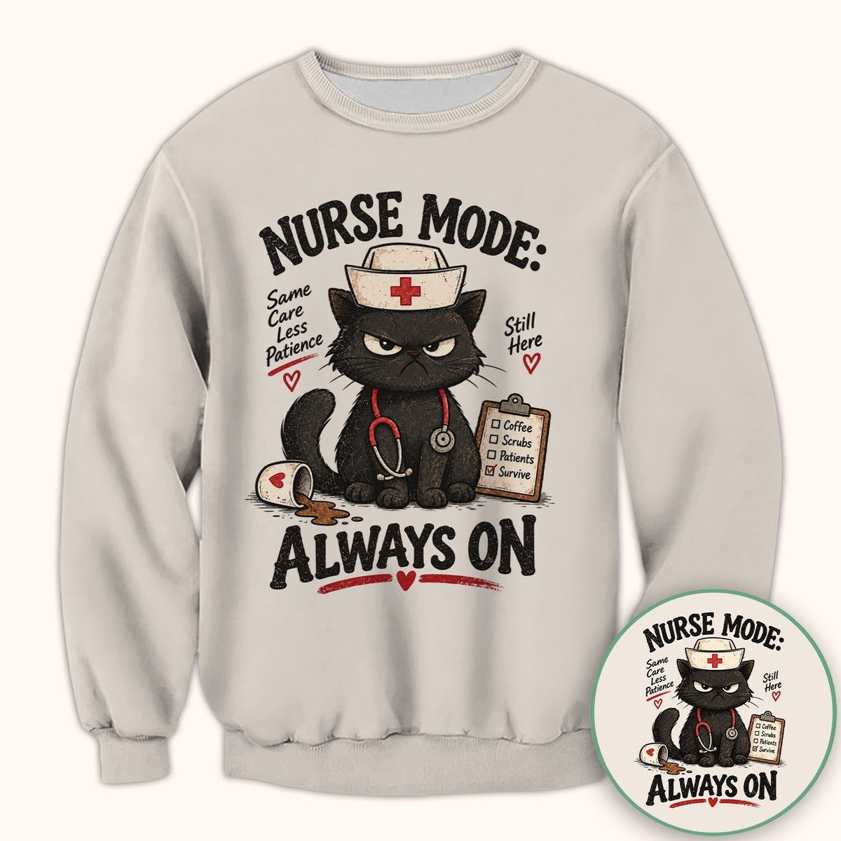 Nurse Mode Always On Black Cat Shirt