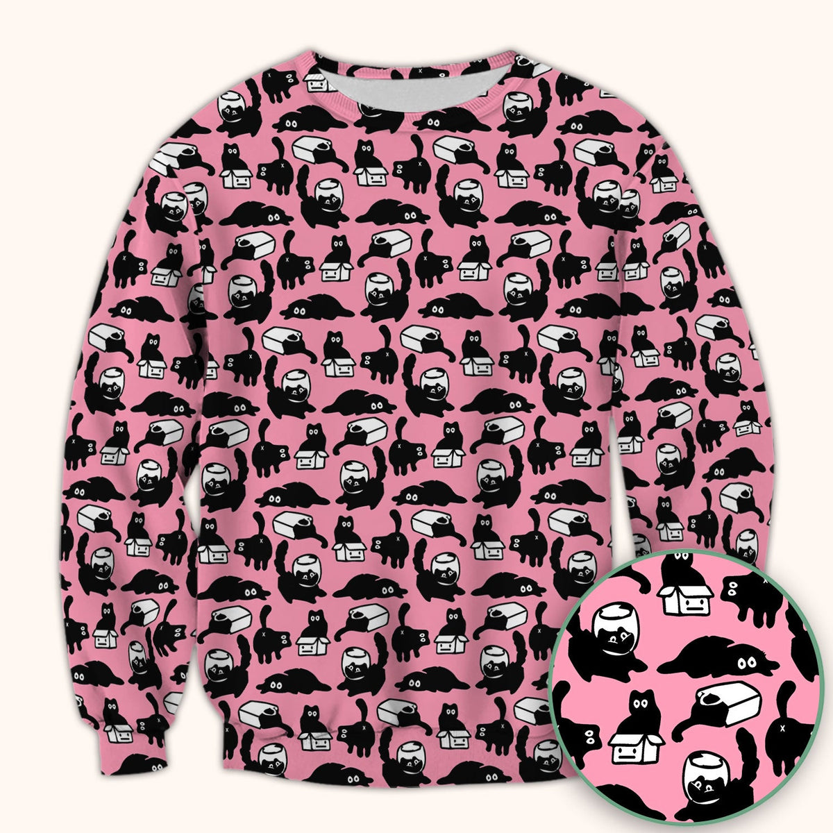Dark Playful Cat Nurse Scrub Top