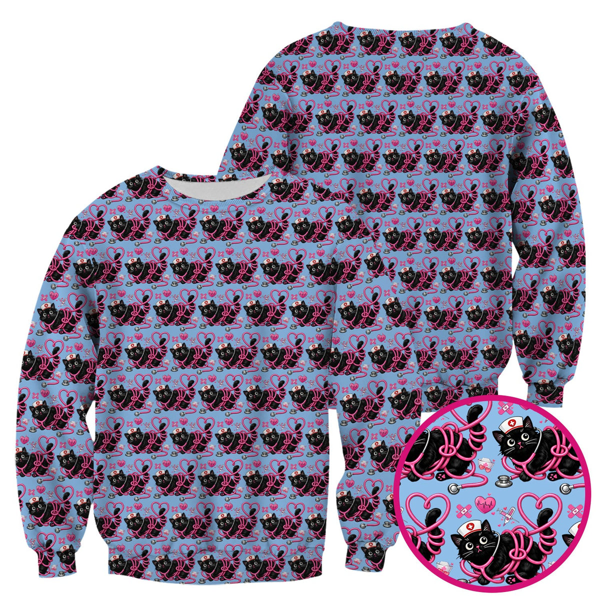 Valentine Cat Nurse Heart Scrub Top